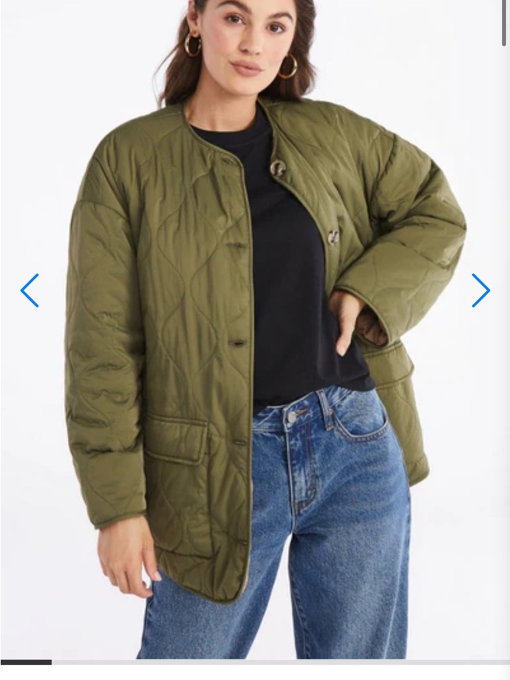 Reversible Olive Green/taupe Quilted Puffer Jacket